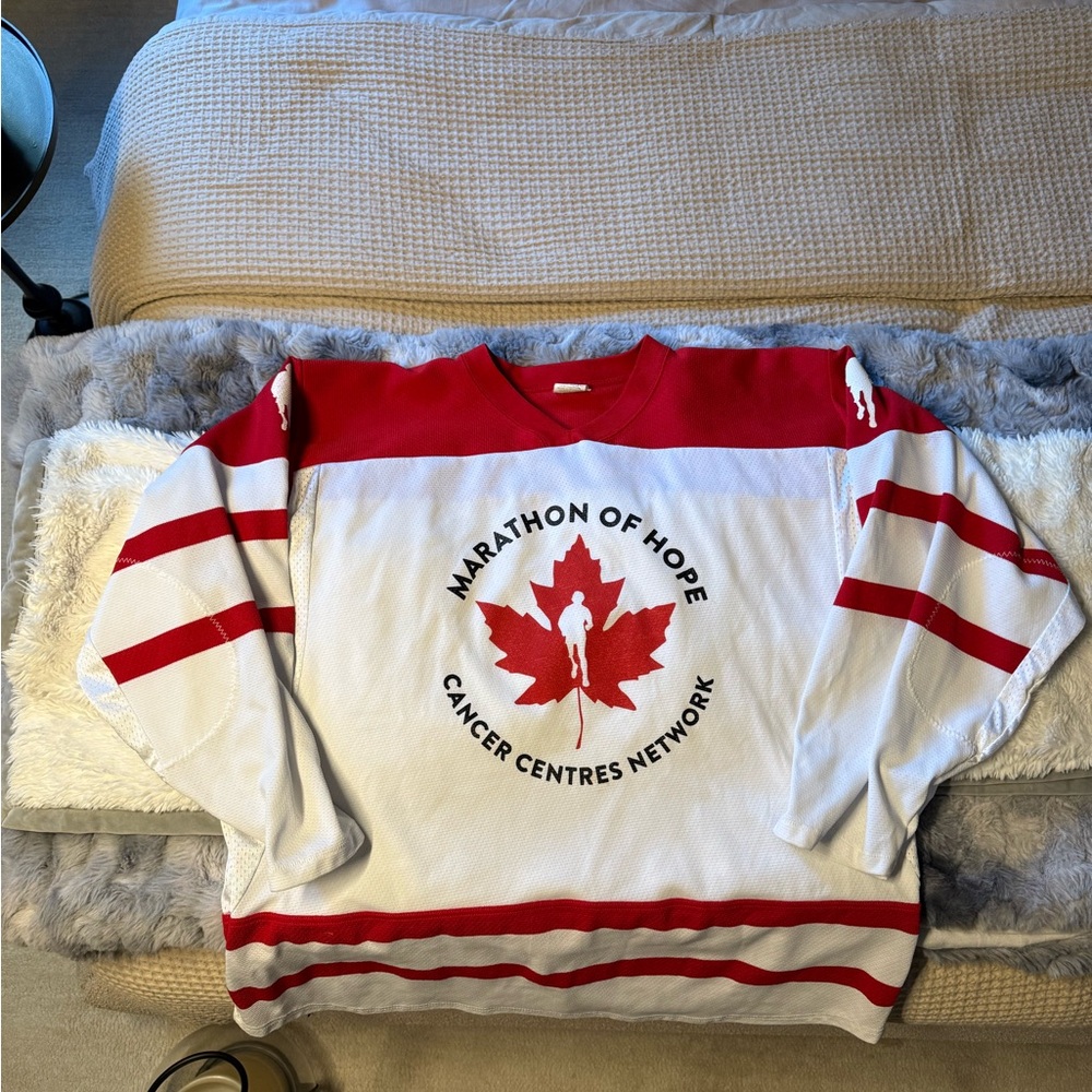 Red and White Vintage Hockey Jersey